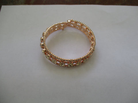 Rose Gold Rhinestone Memory Wire Bracelet (B702)