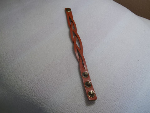 Orange Leather Snap Bracelet (B470)