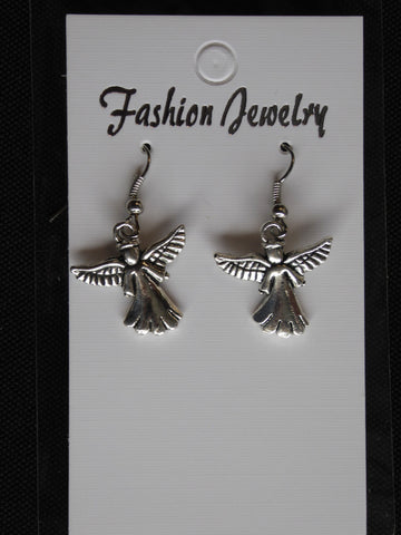 Silver Angel Scalloped Dress Earrings (E707)