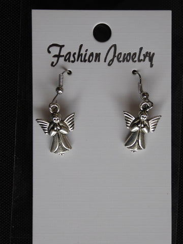 Silver Praying Angel Earrings (E710)