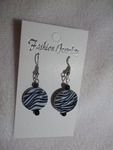 Silver Zebra Print Earrings (E728)