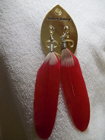 Red Feather Earrings (E784)