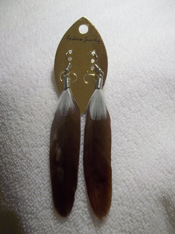 Brown Feather Earrings (E788)