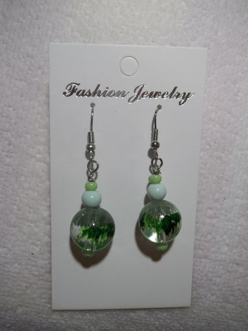 Green GLass Bead Earrings (E802)