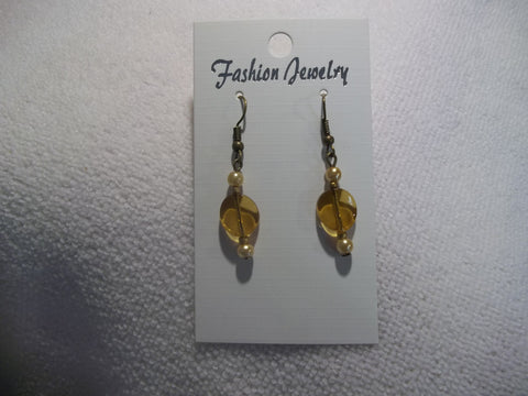Bronze Brown Gold Glass Bead Pearl Earrings (E874)