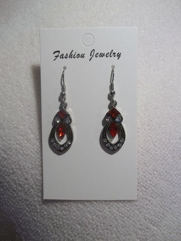 Silver Red Bling Earrings (E913)