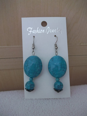 Blue Turquoise Bead Earrings (E952)