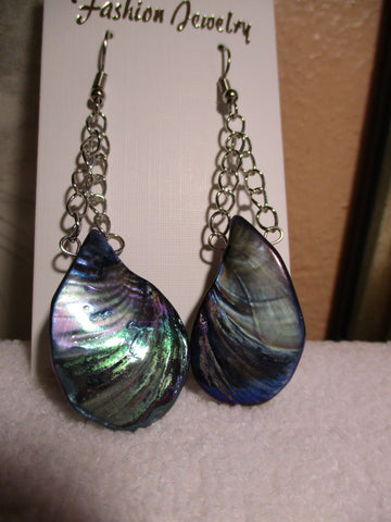 Silver Chain Abalone Shell Earrings (E967)