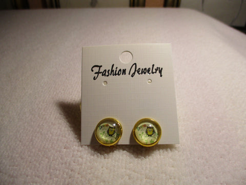 Gold Yellow Bubble Owl Clip Earrings (E972)