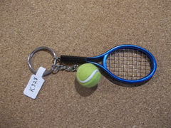 Blue Tennis Racket and Ball Key Chain (K328)