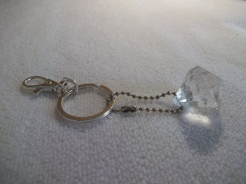 Silver Big Diamond Clear Bling Key Chain (K336)
