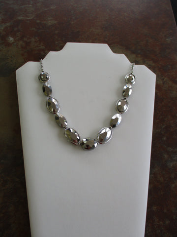 Silver Dark Gray Pendants Choker Necklace (N1264)