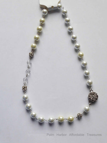 Silver Snap Pearl Necklace (N261)