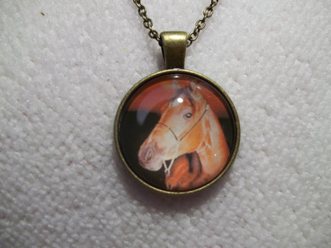 Bronze Bubble Tan Horse Necklace (N651)