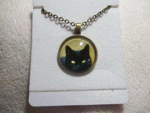 Bronze Bubble Black Cat Sneaking Necklace (N707)