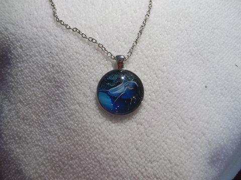 Silver Bubble Dolphin Swimming Necklace (N720)