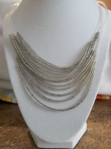 Gray Seed Bead Necklace (N827)