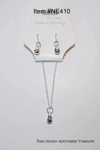 Silver Drops Necklace Earring Set (NE410)