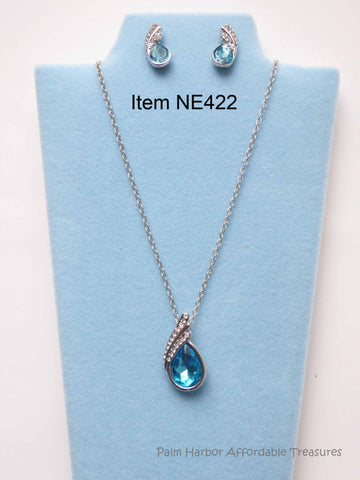 Austrian Crystal Water Drop Necklace Earring Set (NE422)